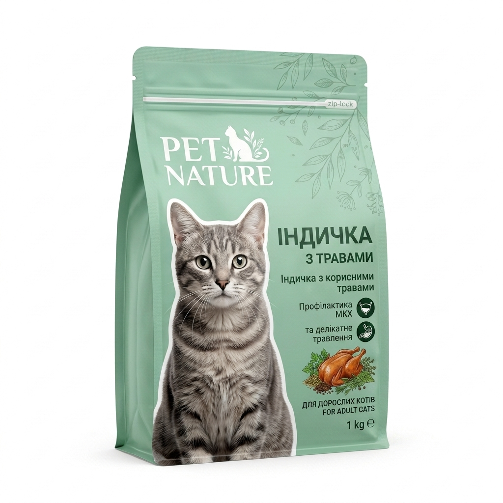Корм для котів з індичкою та травами